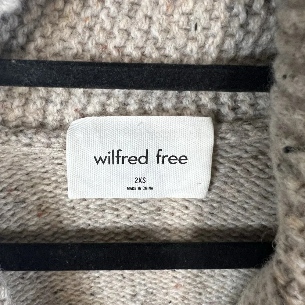 Aritzia Wilfred Free Button Up Grandpa Cardigan Wool Blend Tan Women's Sz‎ 2XS